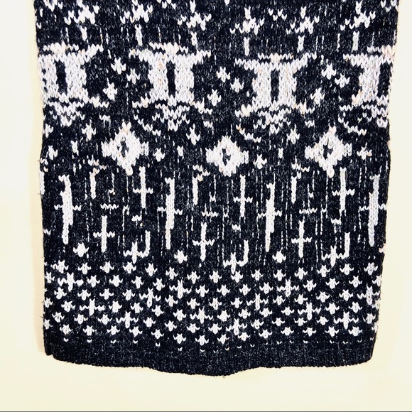 Free People Sustainable Black & White Wool Angola Blend Coop Neck Sweater Dress - Picture 5 of 16